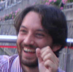 A picture of me at ESRA, laughing at an unknown joke.